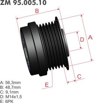 ZM ZM 95.005.10 - Шкив генератора, муфта abcparts.ee