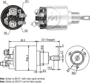 ZM ZM-580 - Тяговое реле, соленоид, стартер abcparts.ee