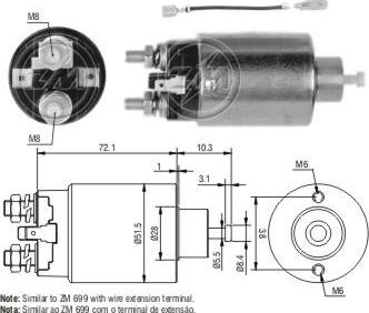 ZM ZM1699 - Тяговое реле, соленоид, стартер abcparts.ee